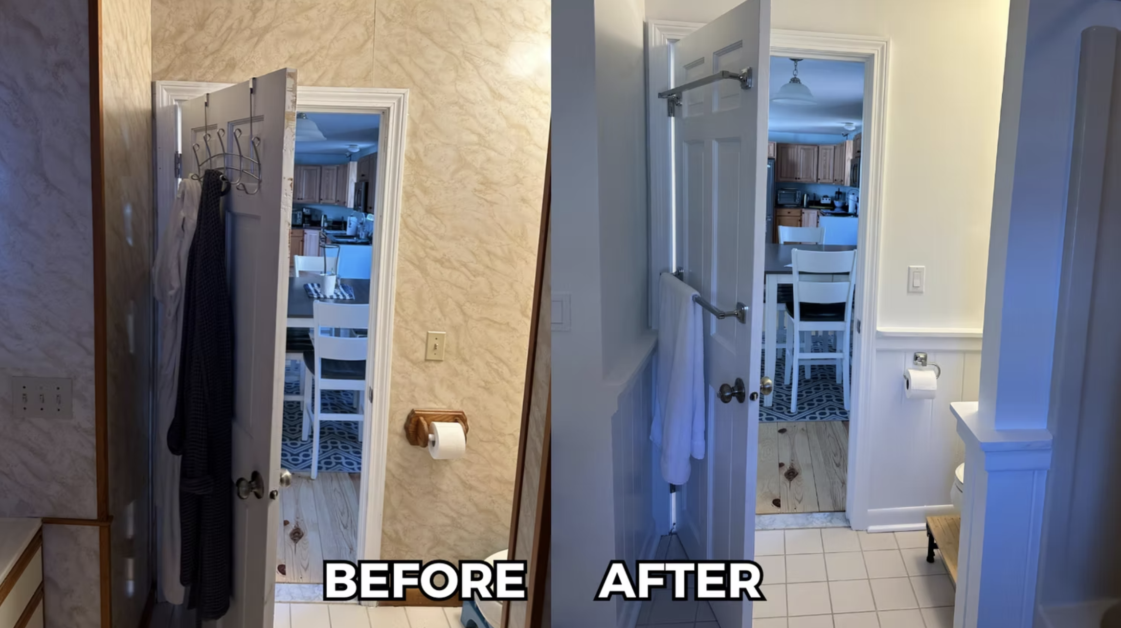 Bathroom transformation before and after comparison